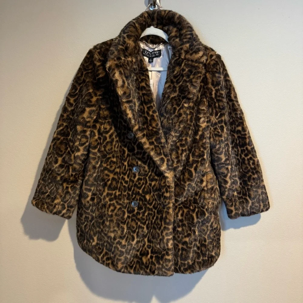 J. Crew Faux Fur Peacoat in Leopard